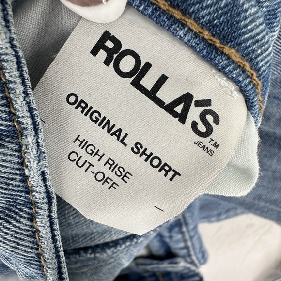 Rolla's Original High Rise Cutoff Short Overalls Denim Jean Women's Size Small - Picture 6 of 9